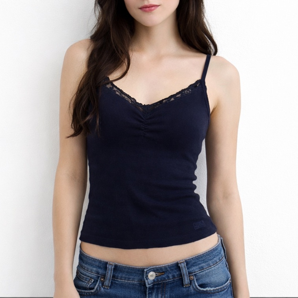 Vintage Y2K Abercrombie & fitch lace babydoll long tank navy size small